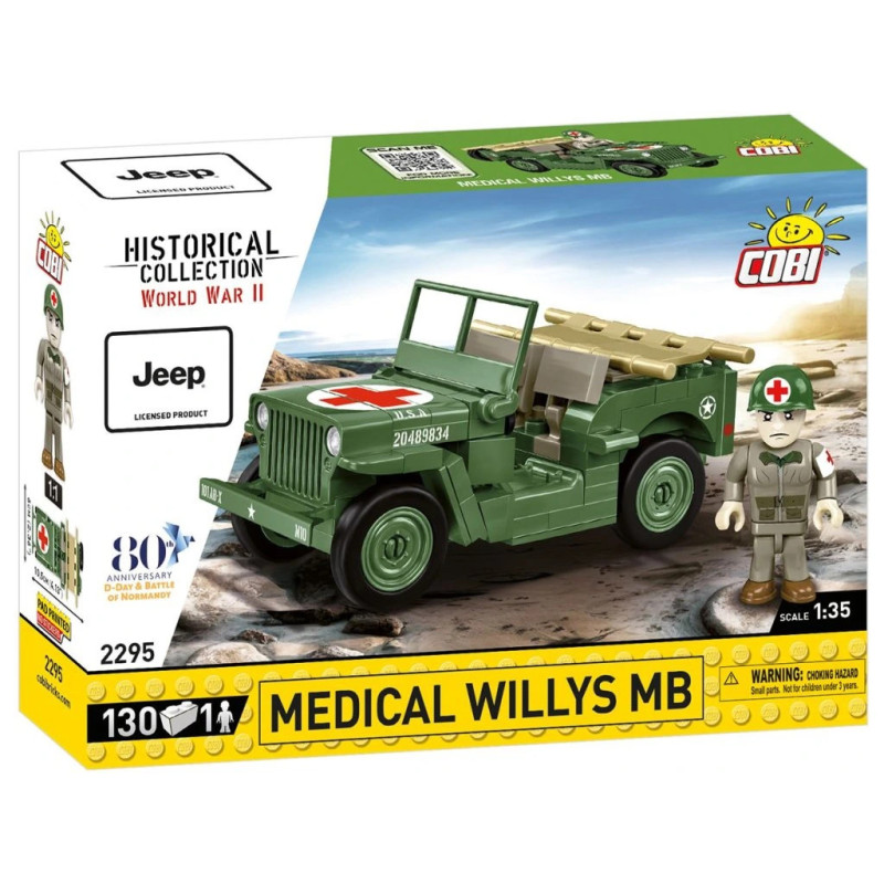 Cobi 2295 II WW Sanitka Willys MB D-DAY, 1:35, 130 k, 1 f