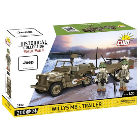 Cobi 3132 II WW Willys MB s přívěsem, 1:35, 200 k, 2 f